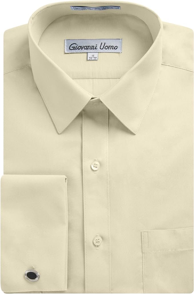 Gentlemens Collection Men's Regular Fit French Cuff Solid Dress Shirt   Adam Baker