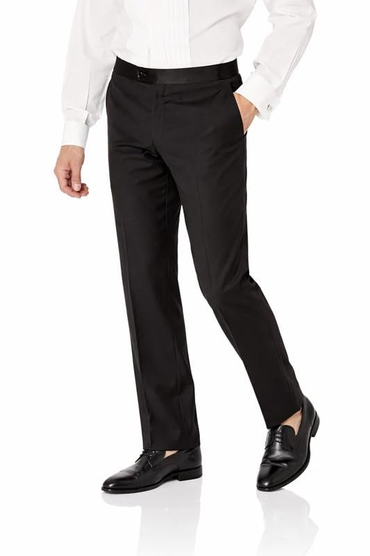Adam Baker Men's 100% Wool Modern Fit Tuxedo Pants for Men