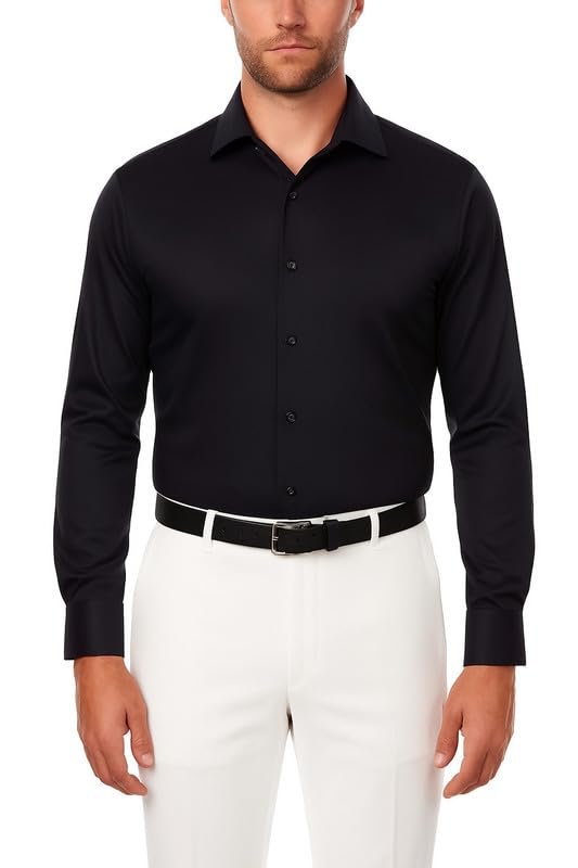 slim fit wrinkle resistant dress shirt Modena Men's Extra Stretch White / 17.5