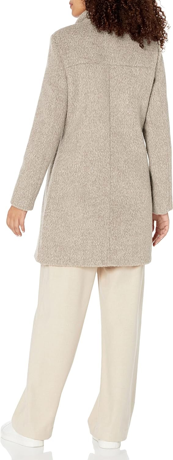 Kenneth Cole Women's Asymmetrical Pressed Boucle Wool Coat
