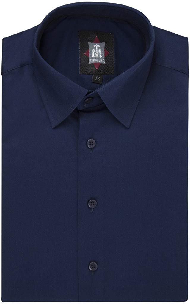 TM Exposure Men's Slim Fit Long Sleeve Cotton/Spandex Sateen Stretch Dress Shirt - Many Colors Available - CLEARANCE - FINAL SALE TM Exposure Men's Slim Fit Long Sleeve Cotton/Spandex Sateen Stretch Dress Shirt - Many Colors Available - CLEARANCE - FINAL SALE