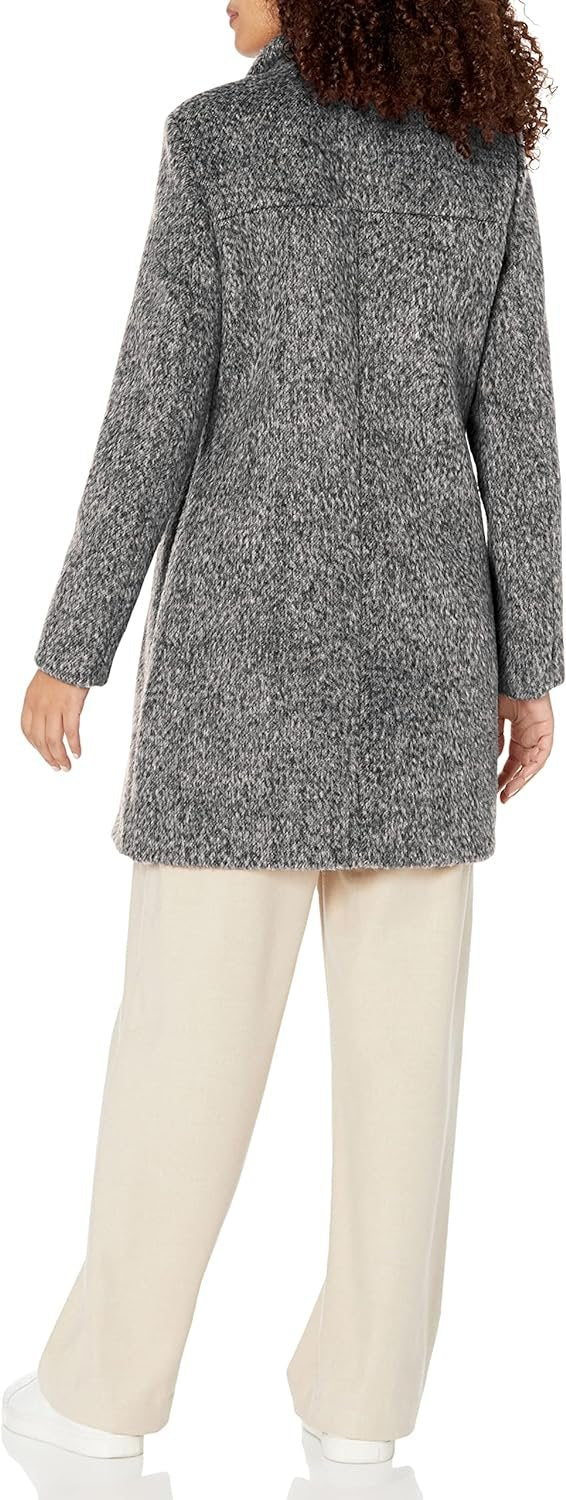 Kenneth Cole Women's Asymmetrical Pressed Boucle Wool Coat