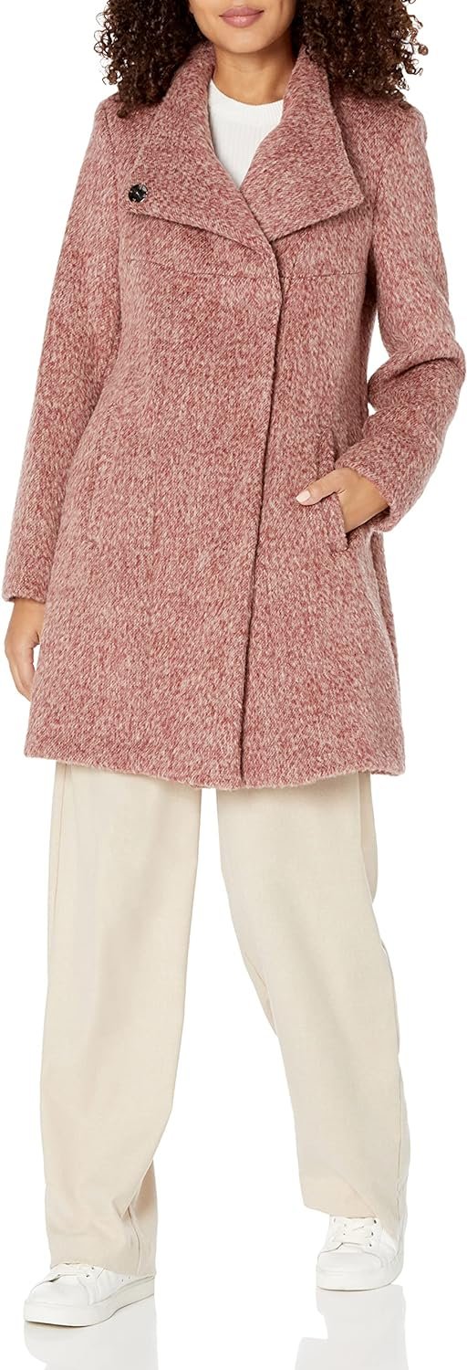Kenneth Cole Women's Asymmetrical Pressed Boucle Wool Coat