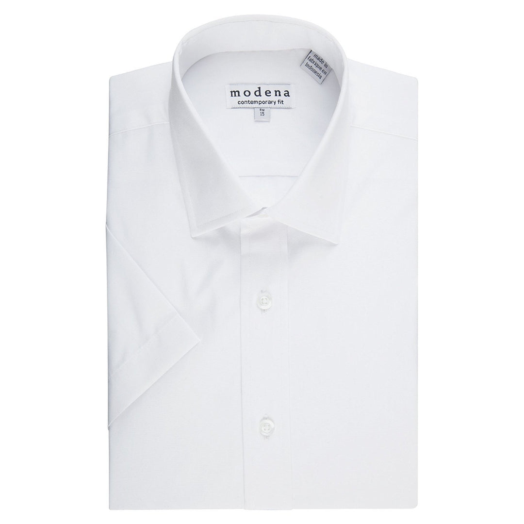 Modena Men's Slim Fit Short Sleeve Cotton Blend Solid Dress Shirt - CLEARANCE - FINAL SALE