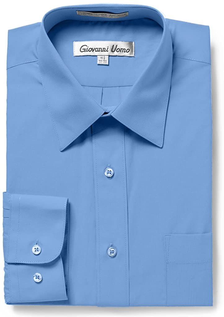 giovanni uomo dress shirt Gentlemens Collection Men's Regular Fit Long Sleeve Solid Dress Shirt