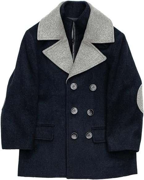 Isaac Mizrahi Boy’s Multi Plaid Double Breasted Wool-Blend Pea Coat