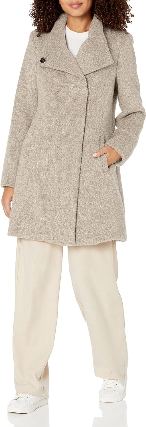 Kenneth Cole Women's Asymmetrical Pressed Boucle Wool Coat