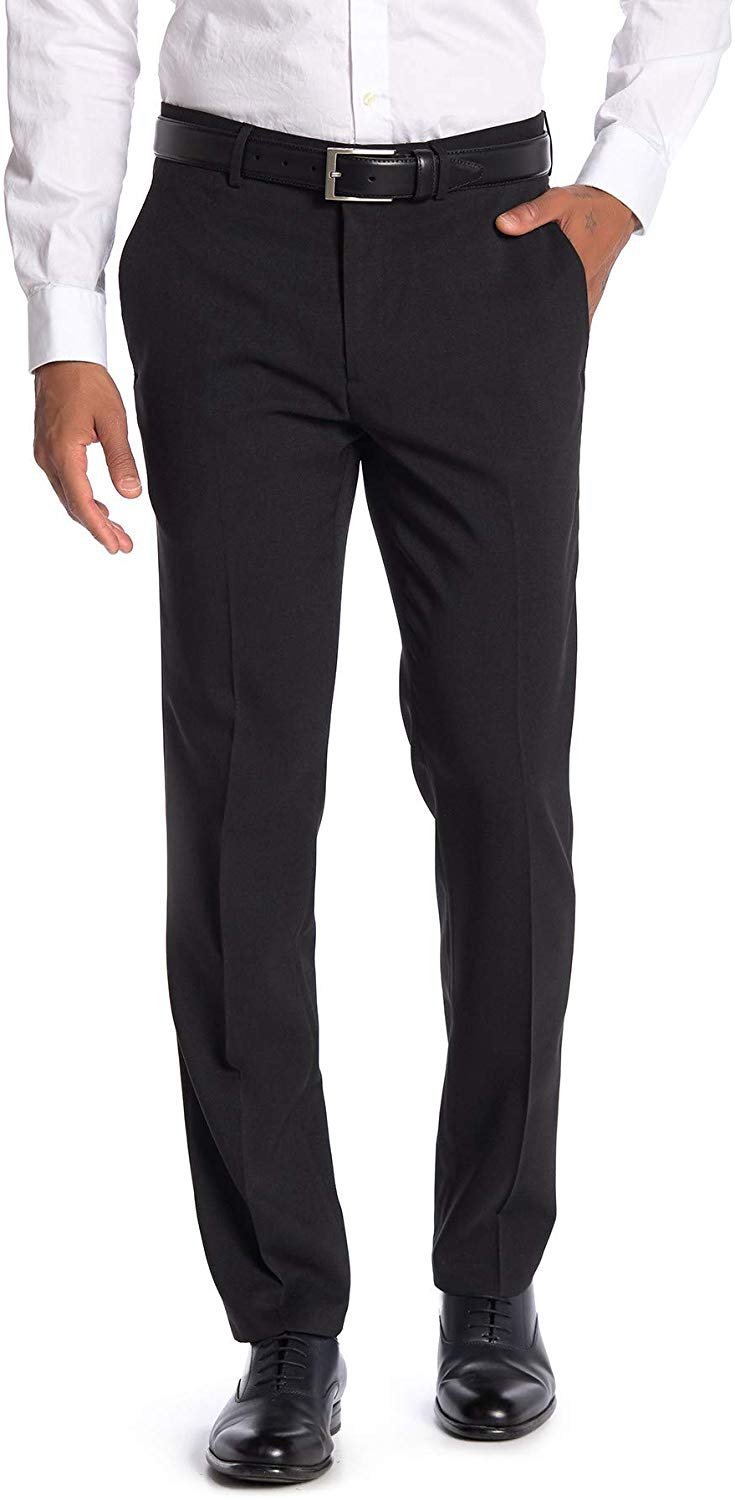 green emerald velvet dress Men's Causal Suit Pants Regular Fit Trousers Black / 42W x 34L main image 0