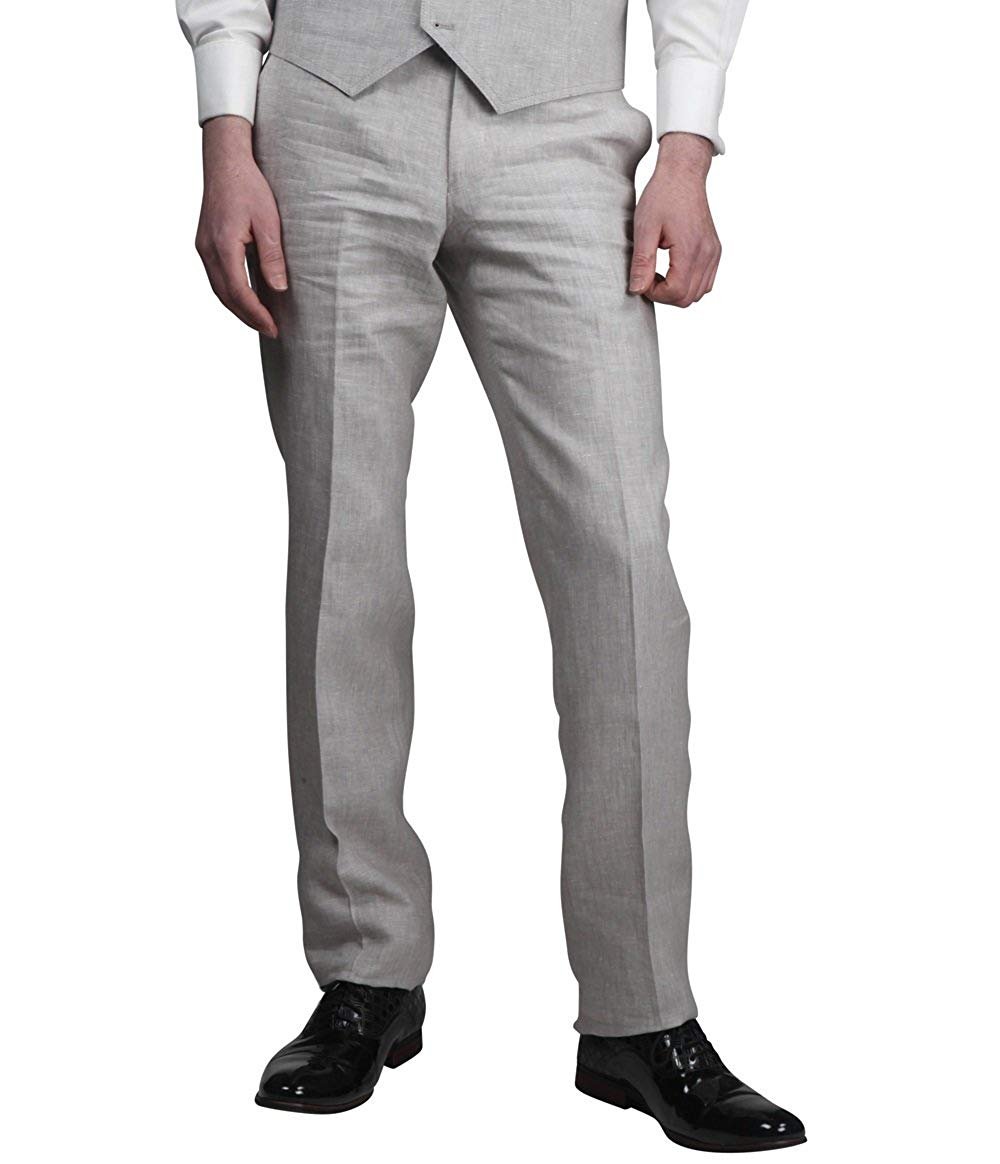 grey dress pants and vest Adam Baker by Enzo Mens E74901-4 Modern Fit Luxury Linen Trousers - Light Wedding vest suit Color:White & Blue Lulus | White Ribbed new::replenishment