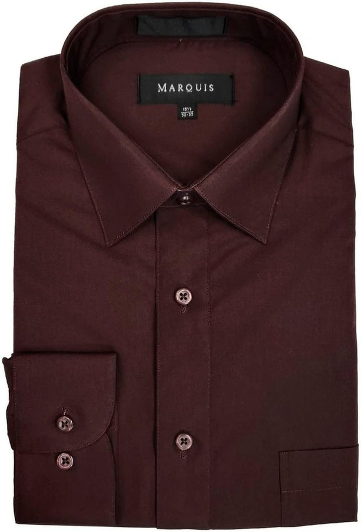 Marquis Men's Regular Fit Long Sleeve Wrinkle-Resistant Cotton Blend Solid Dress Shirt - Including Big and Tall