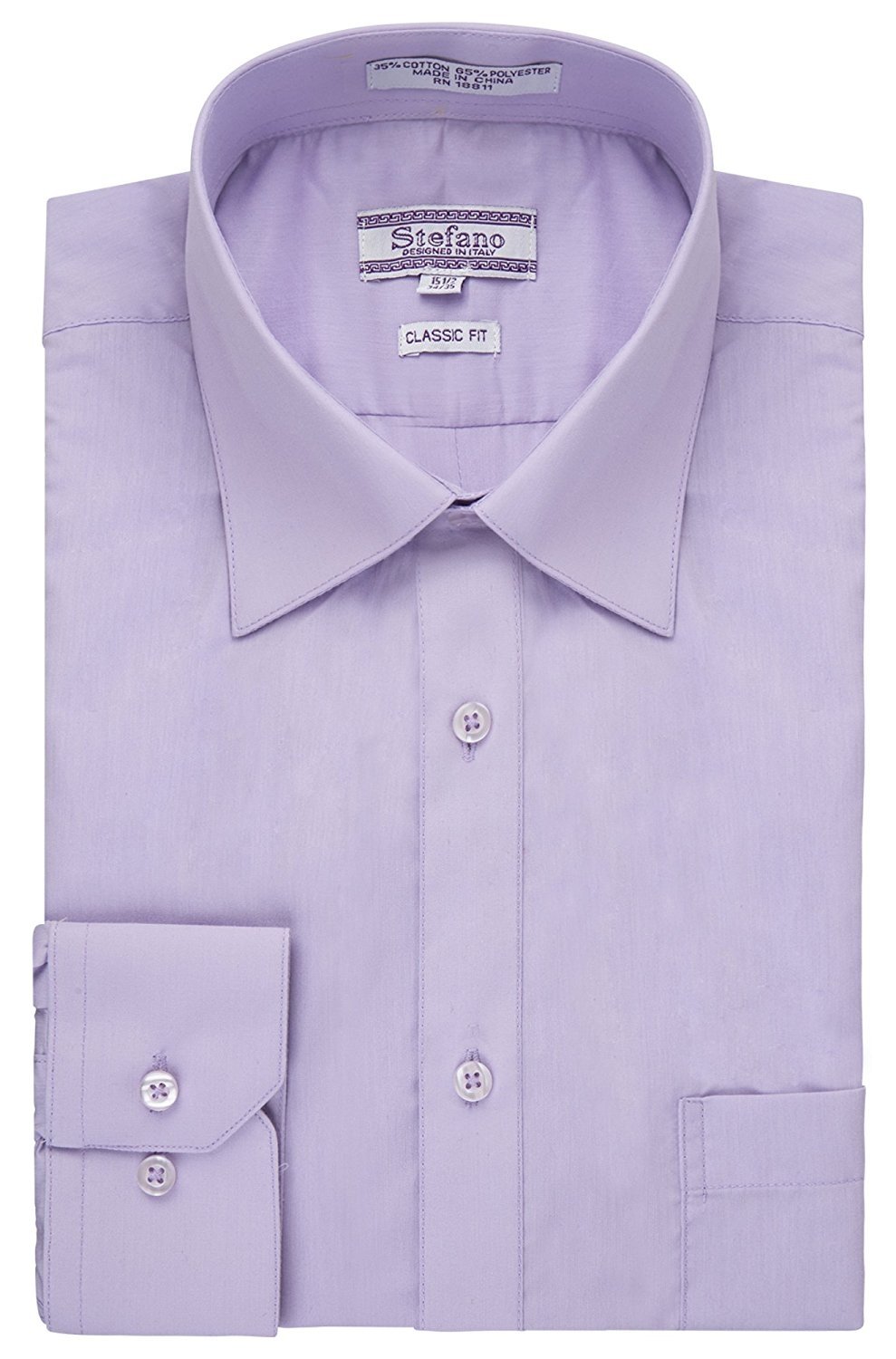Stefano Men's Classic Fit Convertible Cuffs Solid Dress Shirt - Many Colors Available