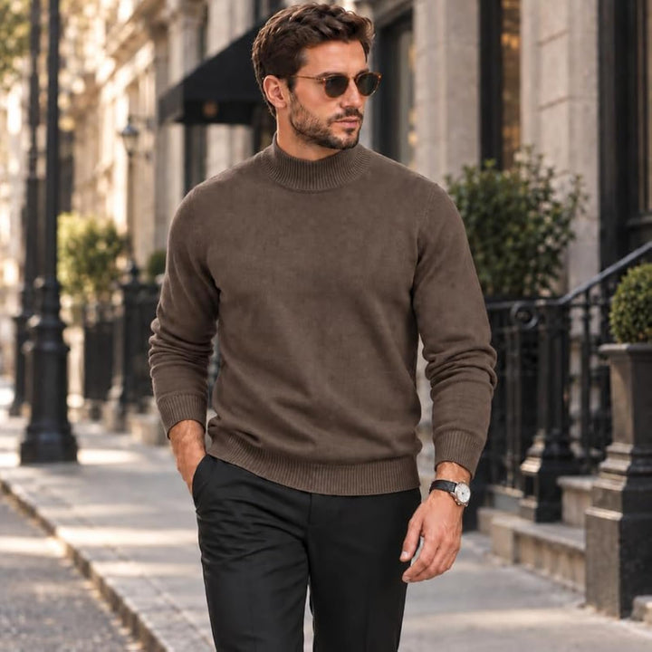 Adam Baker Men's Mock Neck Cotton Blend Knit Pullover Sweater