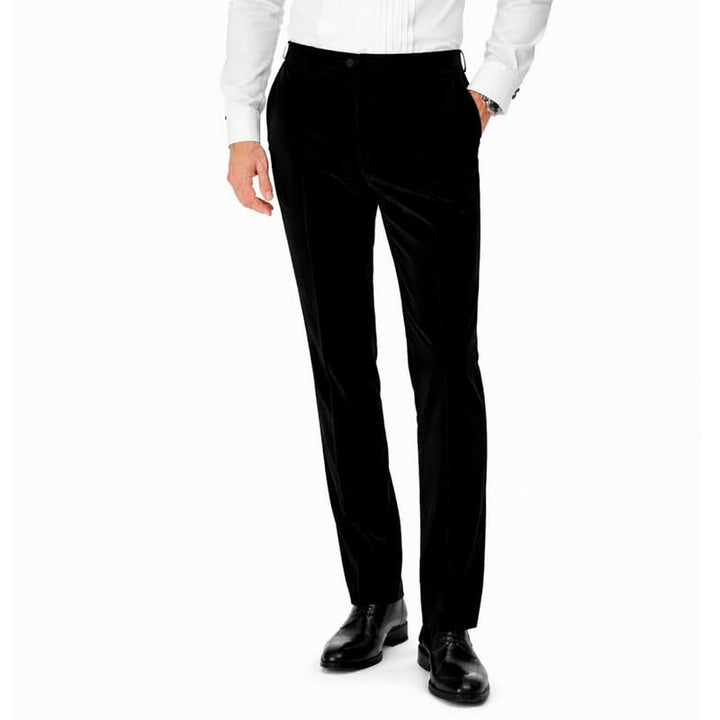 Adam Baker Men's Velvet Tuxedo | Modern Fit Single Breasted Vested Three Piece Tuxedo - Colors