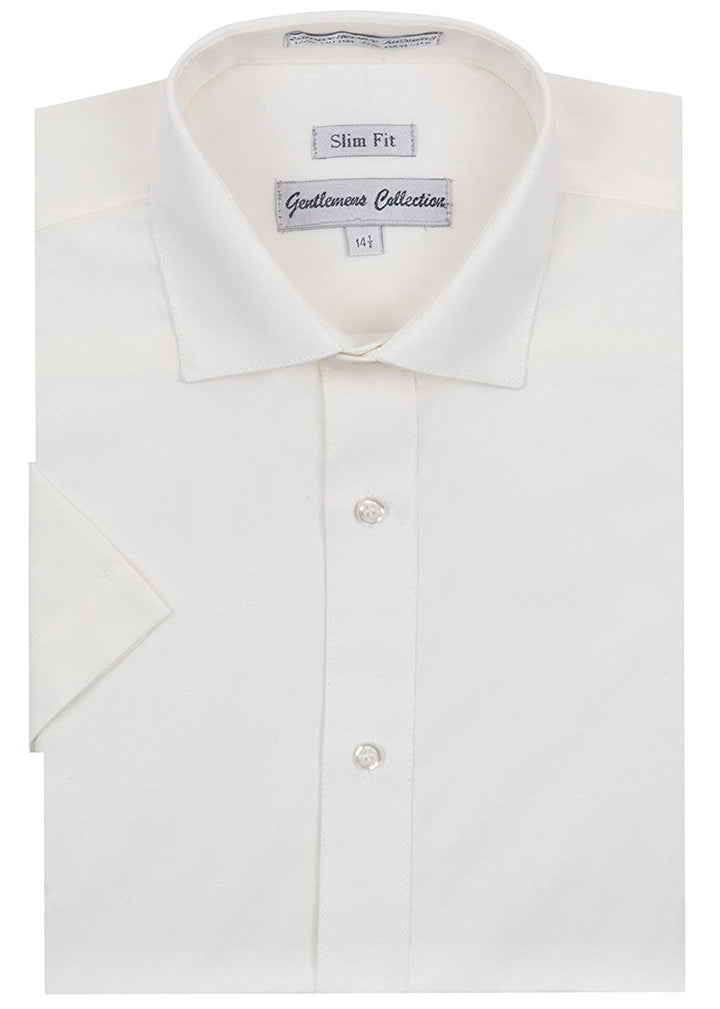 Gentlemens Collection Men's Slim Fit Short Sleeve Easy Care Solid Dress Shirt