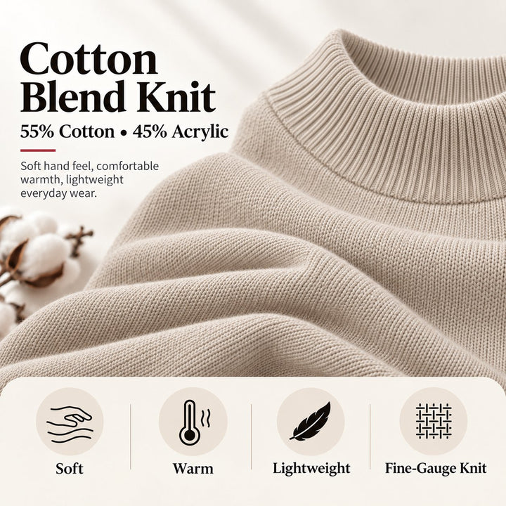 Adam Baker Men's Mock Neck Cotton Blend Knit Pullover Sweater