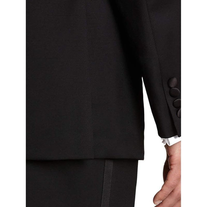 Adam Baker Men’s 100% Wool Modern Fit Tuxedo Pants for Men | Formal Dress Pants | Satin Stripe & Expandable Waistband