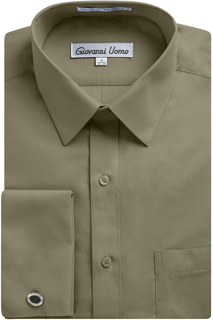 Gentlemens Collection Men's Regular Fit French Cuff Solid Dress Shirt - Colors (Cufflink Included)