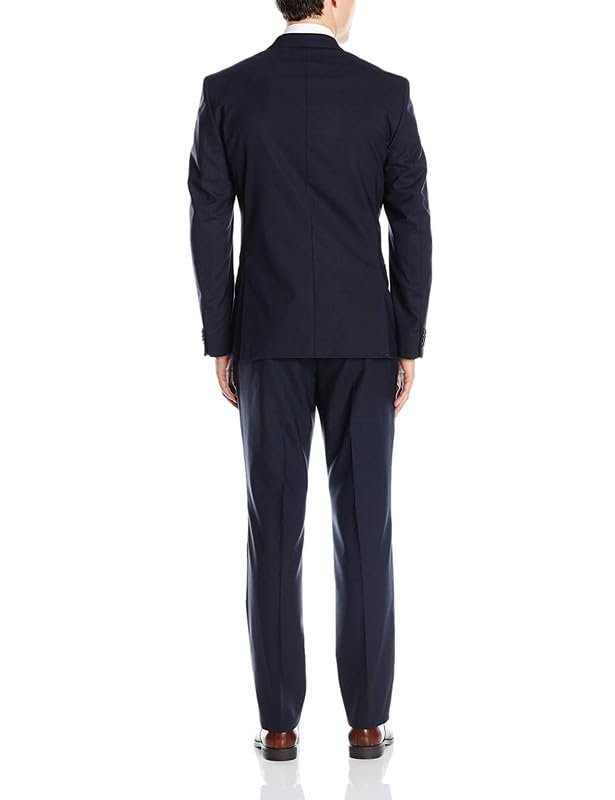 Adam Baker Men's Slim Fit 2-Piece Suit Set, Two Button Single Breasted Jacket and Trousers, Ideal for Business, Wedding, Prom