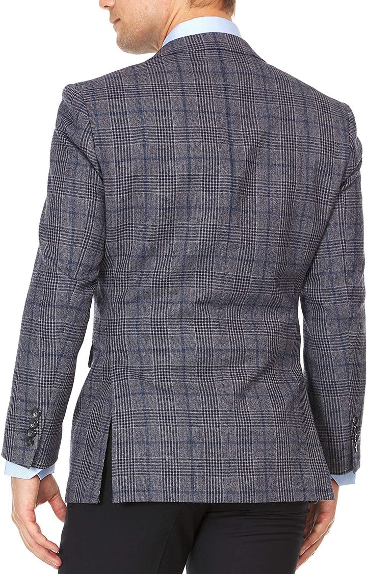 Adam Baker Men's Single Breasted 100% Wool Ultra Slim Fit Blazer/Sport Coat - M Grey Plaid