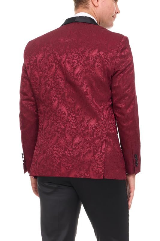 Mens Floral Tuxedo Jacket Paisley Shawl Lapel Suit Blazer Dinner Jacket for Prom, Wedding - Matching Bowtie Included