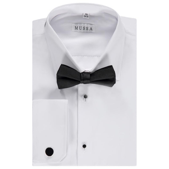 Adam Baker Men's Slim Fit Convertible Cuff Laydown & Wingtip Collar Tuxedo Shirt - Cufflinks & Bow Tie Included