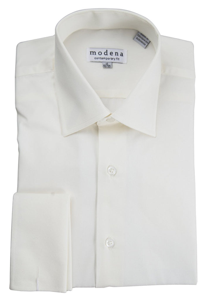 Modena Men's Contemporary (Slim) Fit Spread Collar French Cuff Solid Dress Shirt – Colors