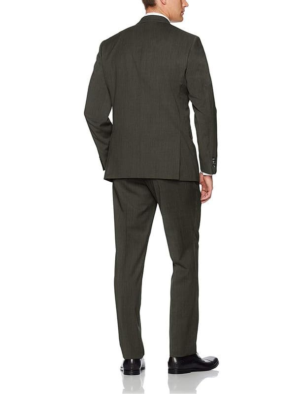 Adam Baker Men's 100% Wool Slim Fit 2-Piece Suit Set, Single Breasted Jacket and Trousers, for Business, Wedding & Prom