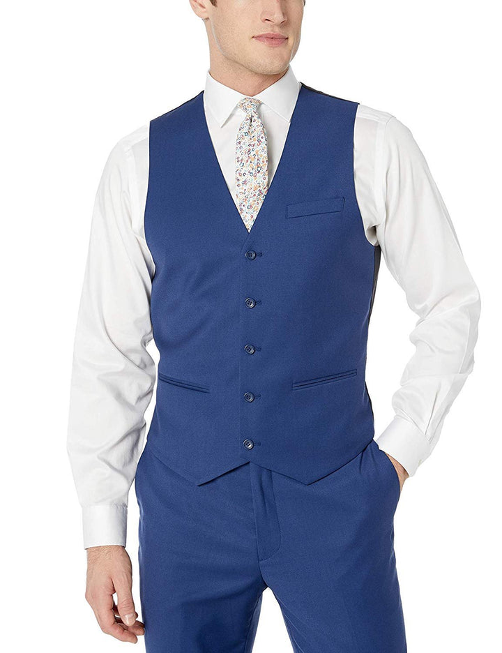 Adam Baker Men's Classic Fit Vested 3-Piece Suit — Jacket, Vest & Trousers | Indigo Blue & Powder Blue