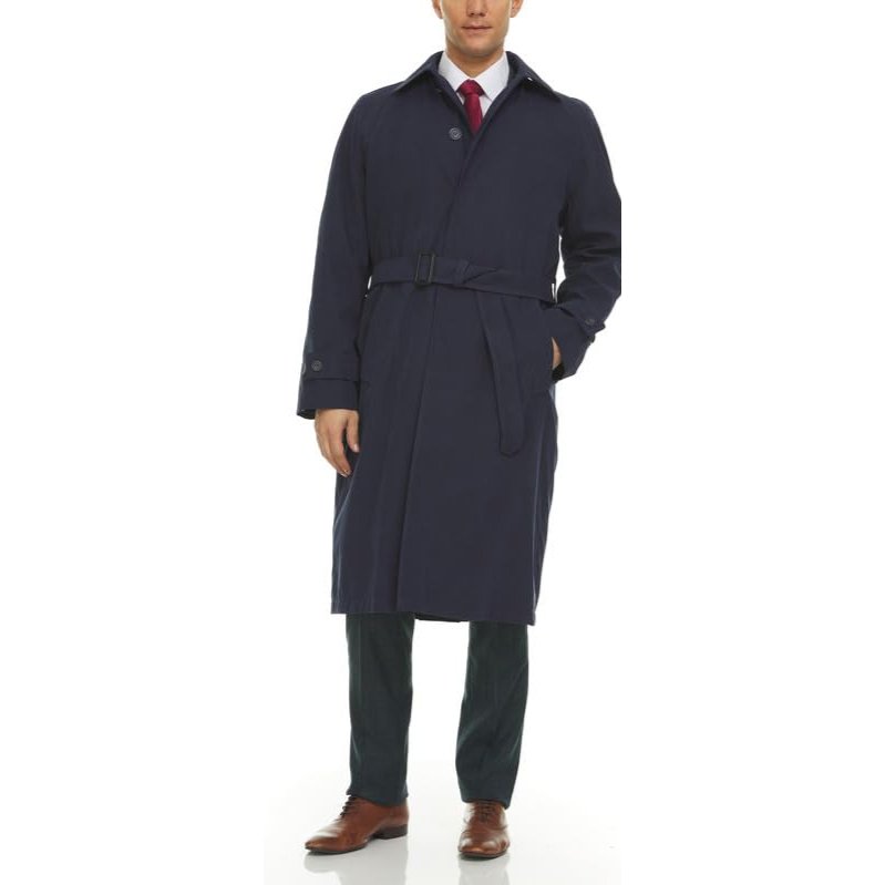 Adam Baker Men's Olive & Navy Single Breasted Full Length Trench Coat All Year Round Raincoat