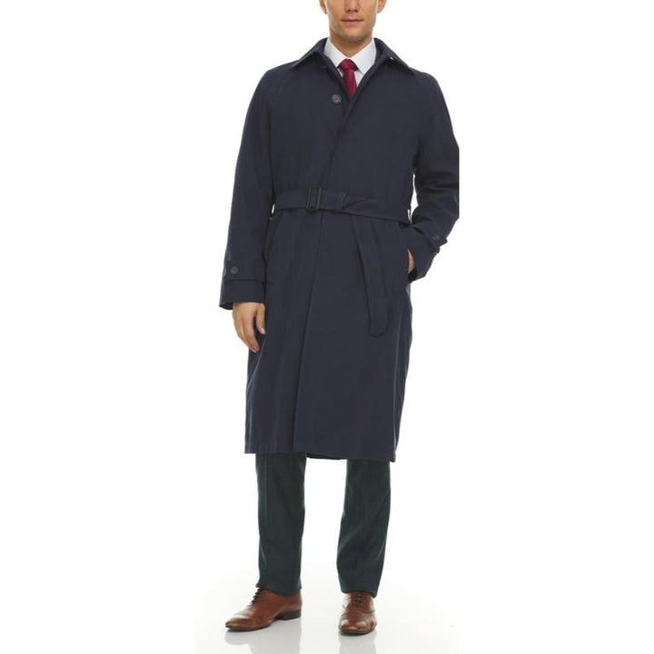 Adam Baker Men's Olive & Navy Single Breasted Full Length Trench Coat All Year Round Raincoat