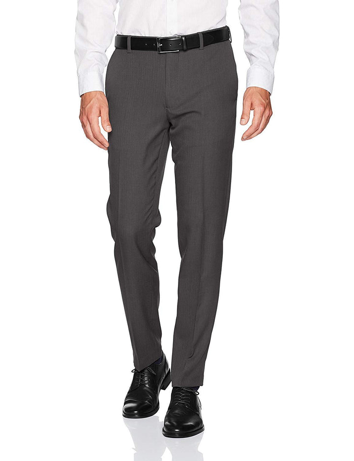 Adam Baker Men's Slim-Fit Flat-Front 100% Wool Dress Pants