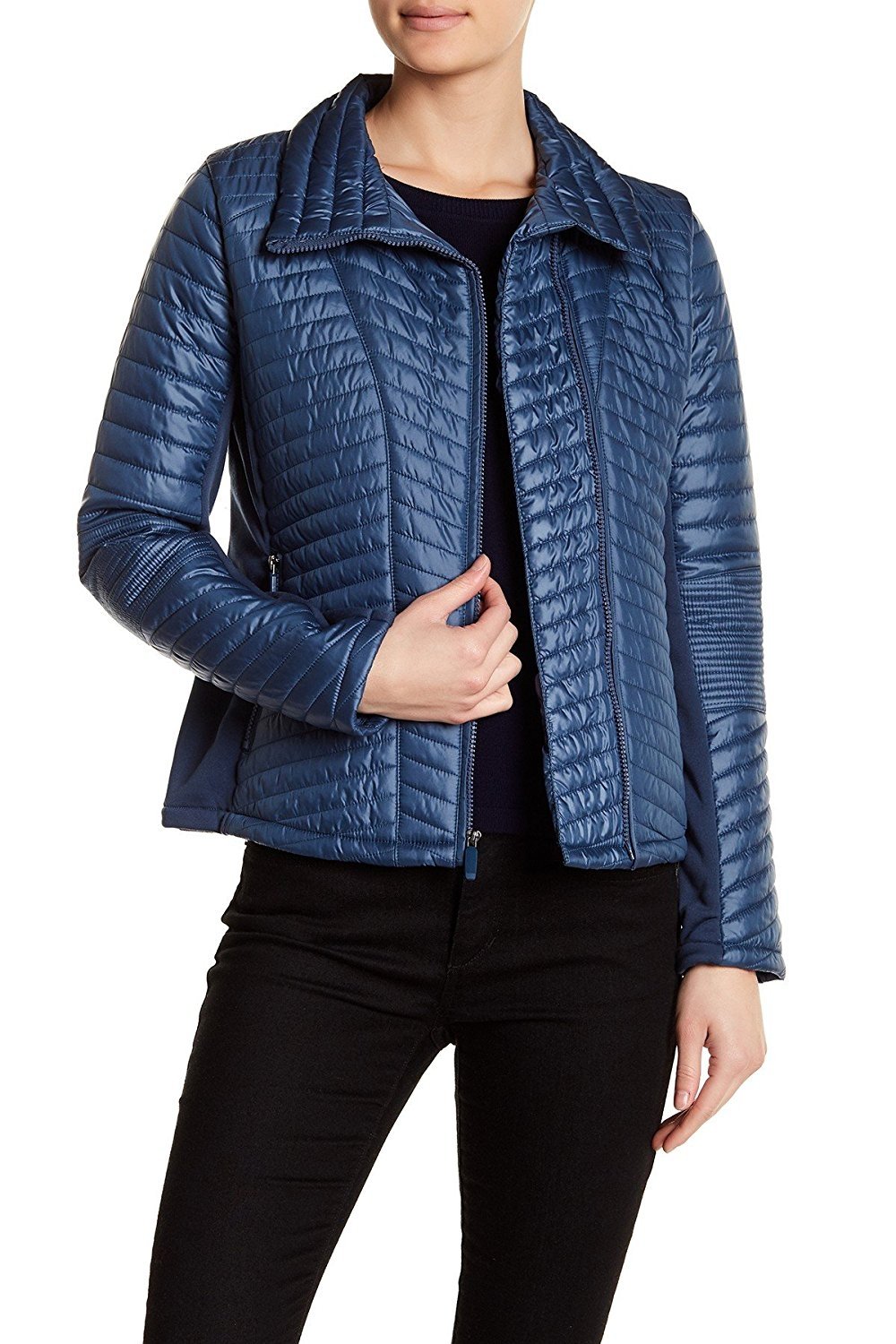 Kenneth Cole New York Women's Chevron Quilted Short Puffer Jacket - Colors