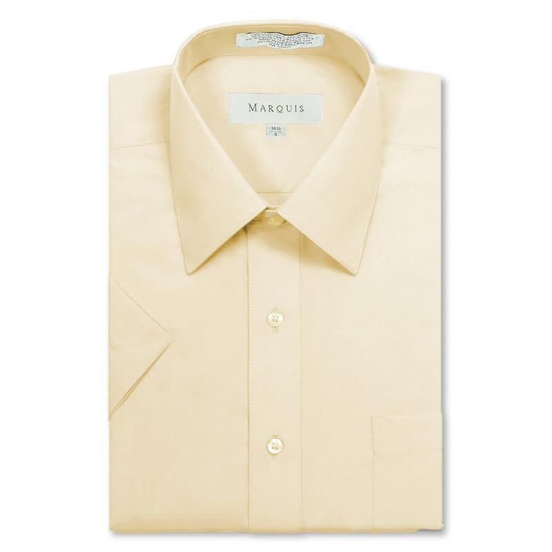 Marquis Men's Classic Fit Short Sleeve Cotton Blend Broadcloth Dress Shirt