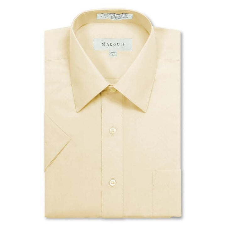 Marquis Men's Classic Fit Short Sleeve Cotton Blend Broadcloth Dress Shirt