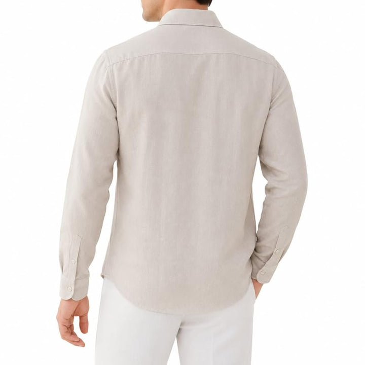 Adam Baker Men's Linen Shirt, Long Sleeve Cotton Linen Casual Shirt, Lightweight Breathable Summer Wedding Vacation Shirt