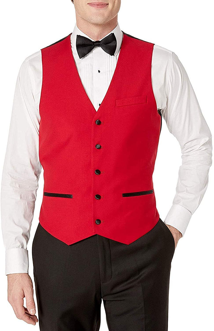 Adam Baker Men's 3-Piece Single Breasted Slim Fit 2-Button Vested Dress Tuxedo Suit Set