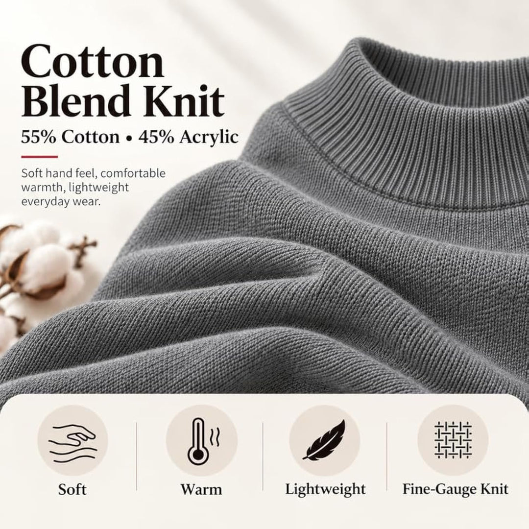 Adam Baker Men's Mock Neck Cotton Blend Knit Pullover Sweater
