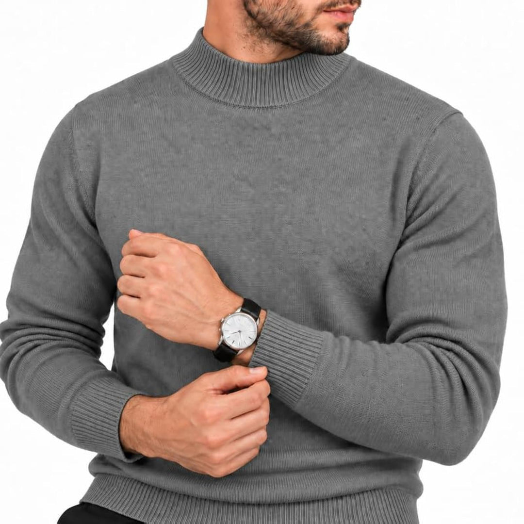 Adam Baker Men's Mock Neck Cotton Blend Knit Pullover Sweater