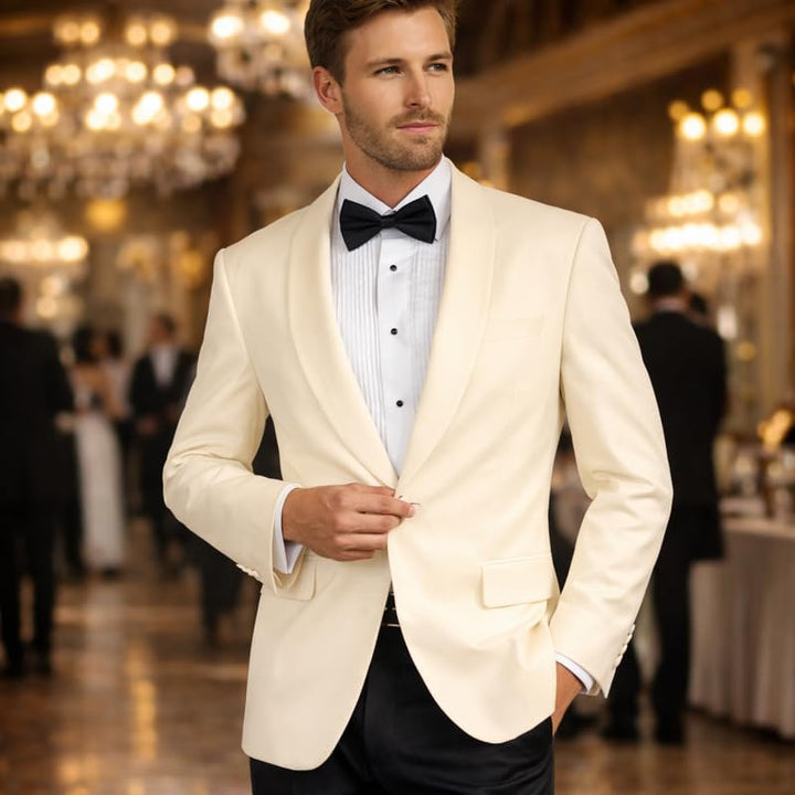 Adam Baker Men's Modern Fit One Button Shawl Collar Dinner Jacket