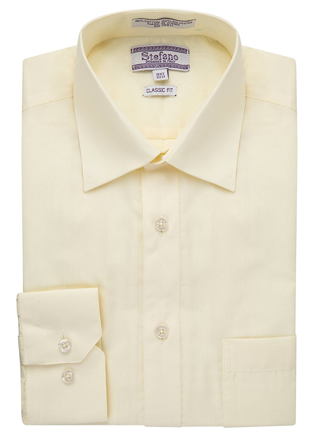 Stefano Men's Classic Fit Convertible Cuffs Solid Dress Shirt - Many Colors Available
