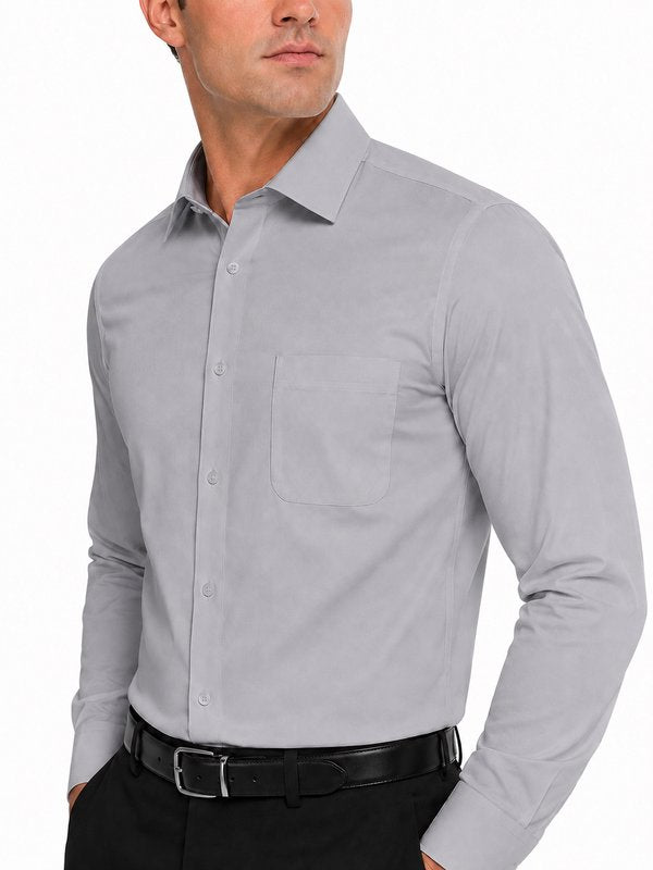 Modena Men's Regular Fit Long Sleeve Solid Dress Shirt