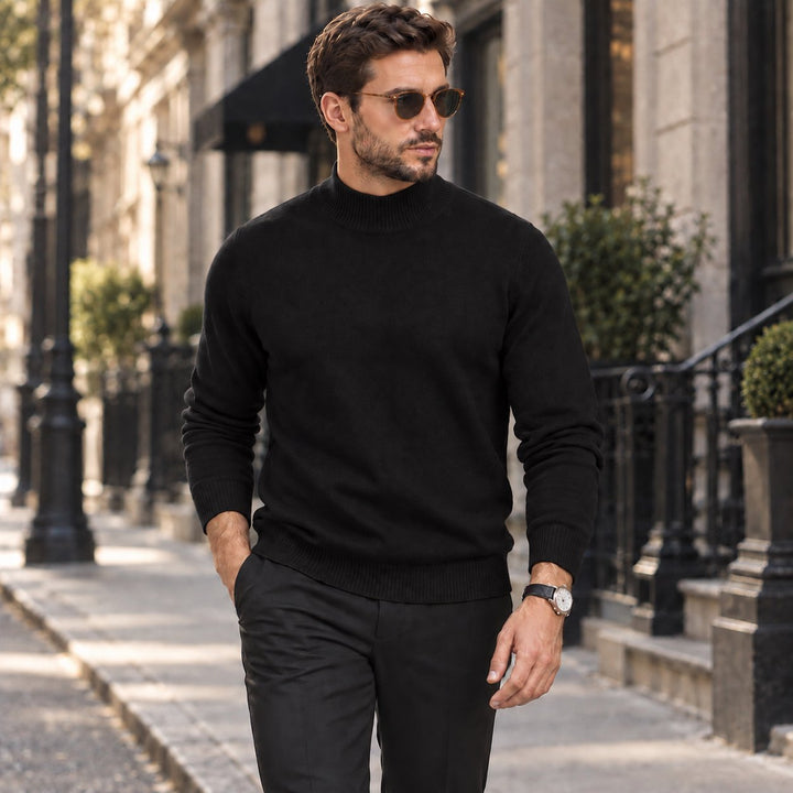 Adam Baker Men's Mock Neck Cotton Blend Knit Pullover Sweater