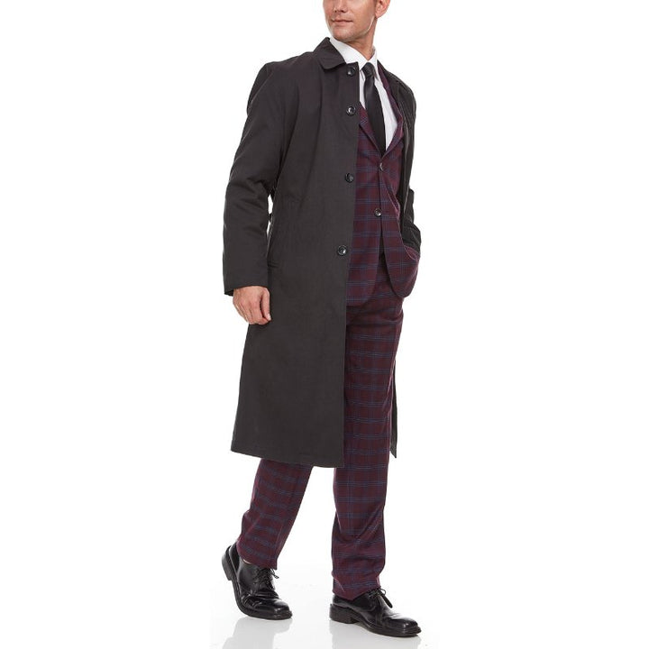 Adam Baker Men's Black & Khakhi Single Breasted Full Length Trench Coat All Year Round Raincoat