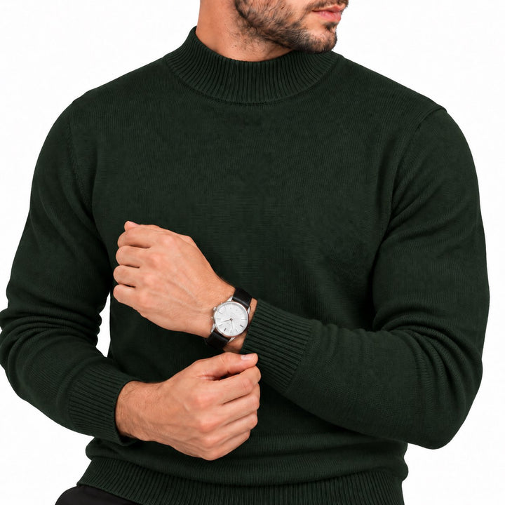 Adam Baker Men's Mock Neck Cotton Blend Knit Pullover Sweater
