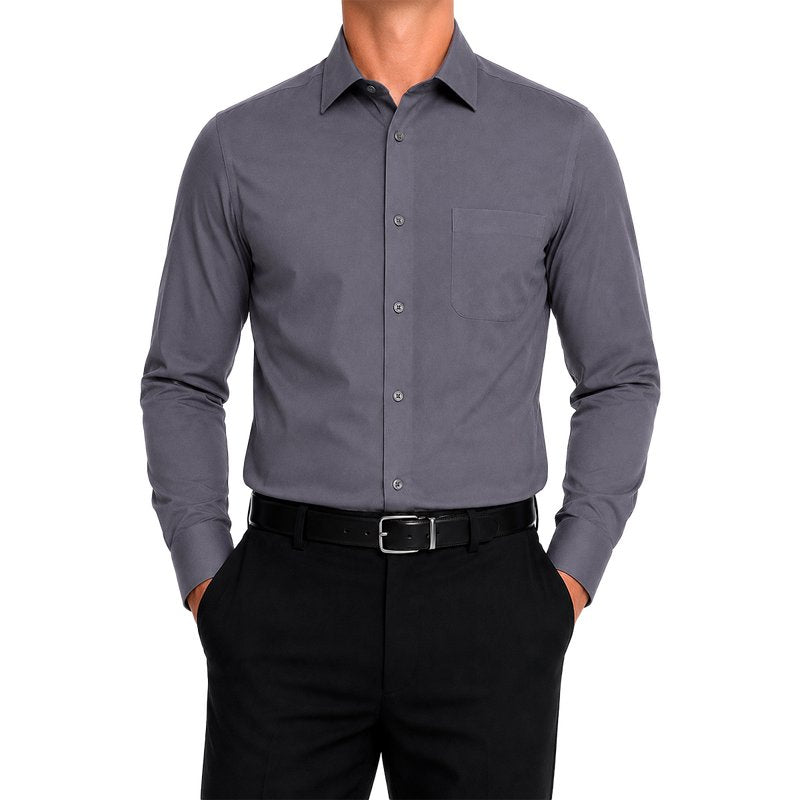 Modena Men's Regular Fit Long Sleeve Solid Dress Shirt