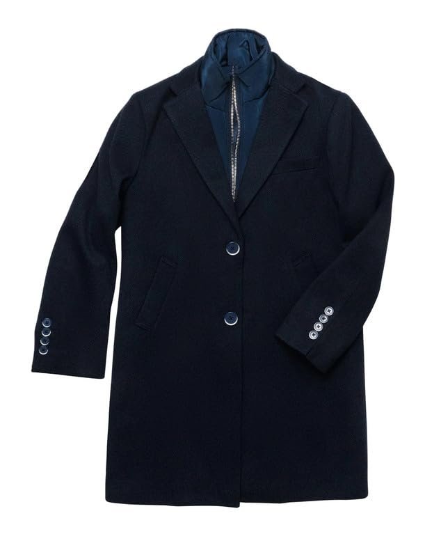 Adam Baker Boys Wool Coat – Winter Dress Coat with Notched Collar, 3/4 Length Overcoat with Removable Bib