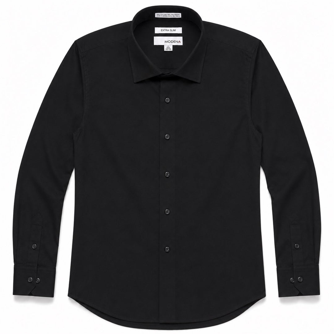 Modena Men's Extra Slim Fit Long Sleeve Solid Dress Shirt