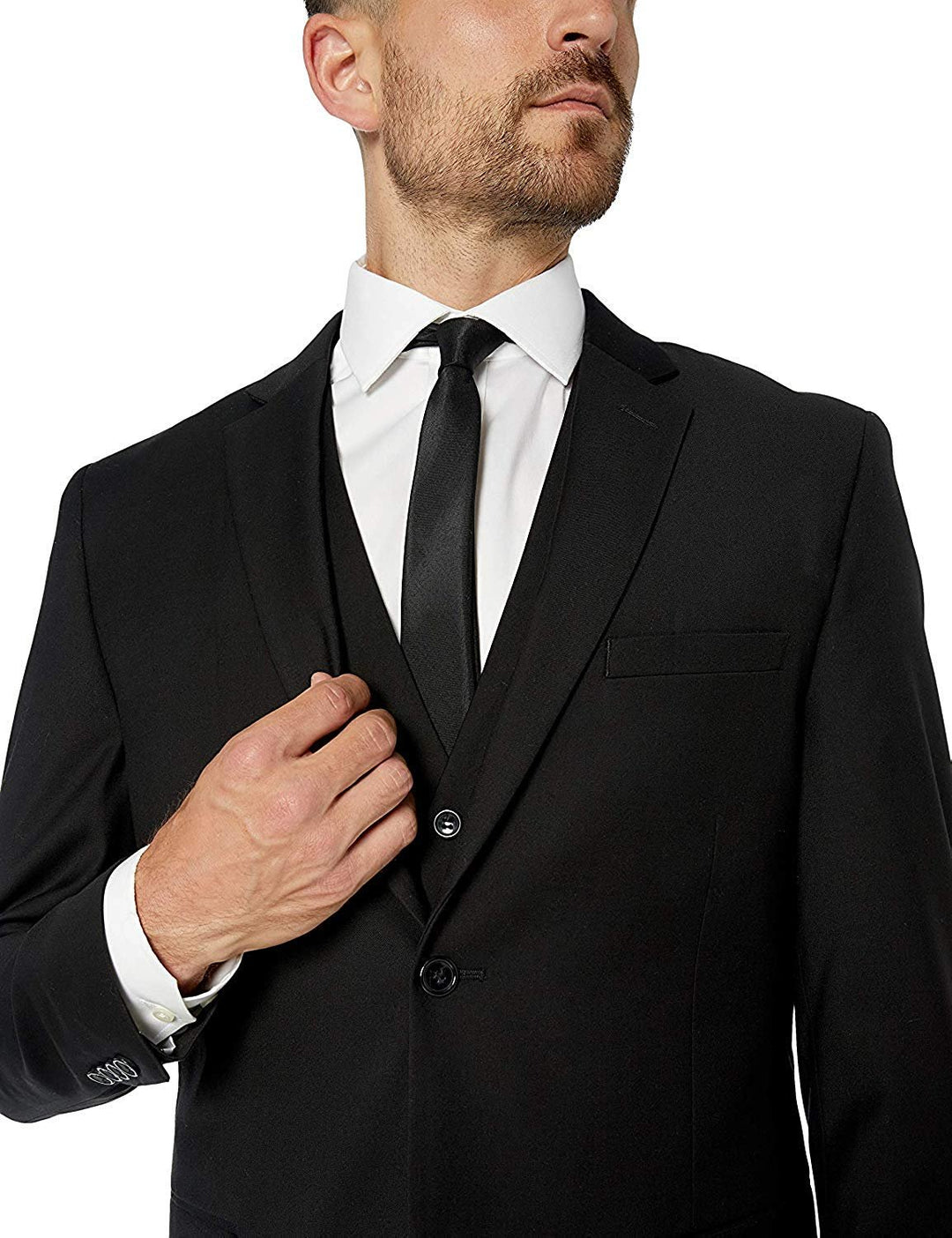 Adam Baker Men's Slim Fit 3-Piece (Jacket, Vets, Trousers) Vested Suit Set - Black & Navy