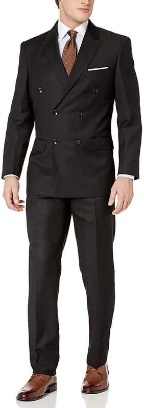 Adam Baker Men's Slim Fit Double-Breasted 2-Piece (Jacket & Pants) Wool Suit Set