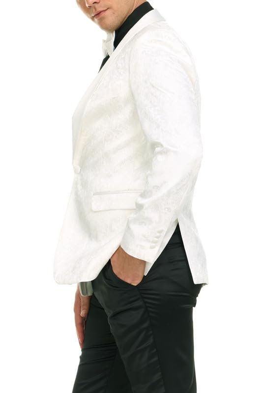 Mens Floral Tuxedo Jacket Paisley Shawl Lapel Suit Blazer Dinner Jacket for Prom, Wedding - Matching Bowtie Included